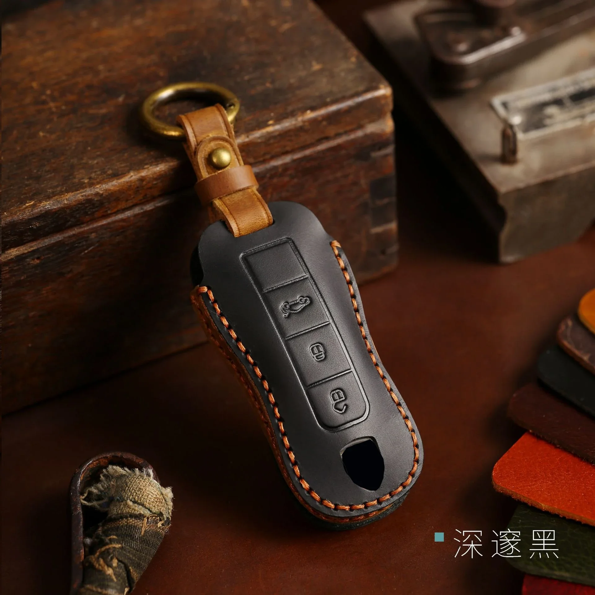 1pc Fatti A Mano In Pelle Chiave Dell'automobile Caso di Protezione A Distanza Telaio di Copertura Per Il Nuovo Porsche Cayenne Panamera 2020 911 992 971 Carrera Taycan