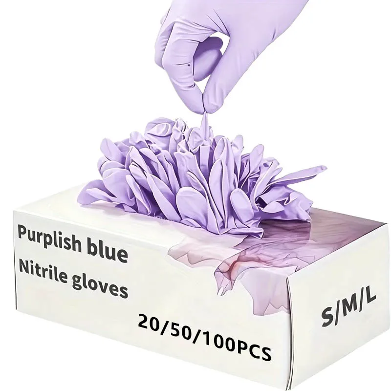 20/50/100PCS Light Purple Disposable Nitrile Gloves Household Cleaning Gloves Hairdressing Manicure Kitchen Cleaning Tools