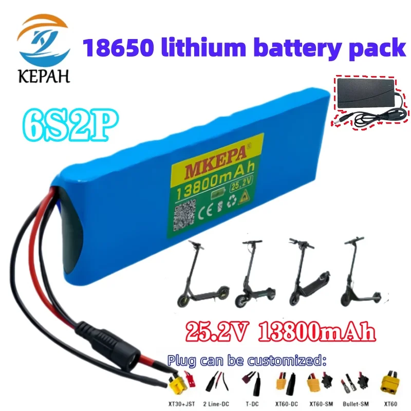 

18650 Lithium Battery for Industrial Equipment｜24V/25.2V 13800mAh with 2A Fast Charger & BMS, Stable & Durable