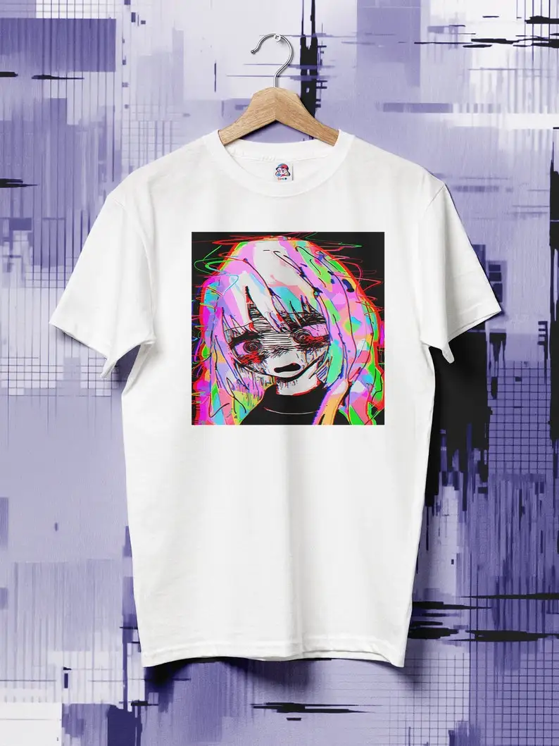 Digital Despair Psychedelic Weirdcore Girl T-Shirt Trippy Alt Clothing Grunge Clothes Anime |