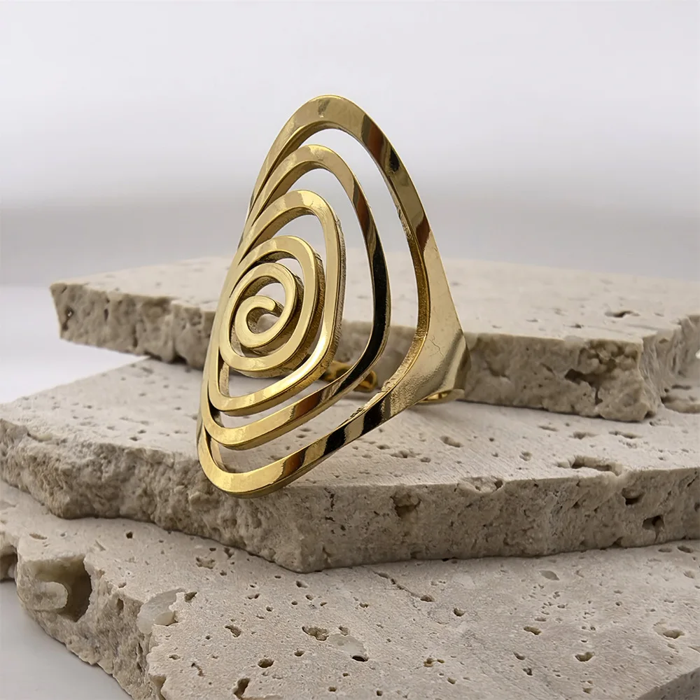 

Кольцо из нержавеющей стали с геометрическим узором в виде гиппокампа, модный универсальный индивидуальный дизайн, уникальное украшение из титановой стали