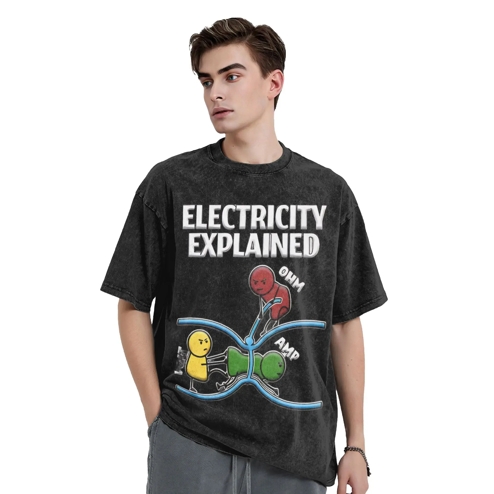Electrical Engineer Ohms Law  Vintage Washed T-Shirt For Men Women Cotton Clothes Vintage  Round Neck Short Sleeve