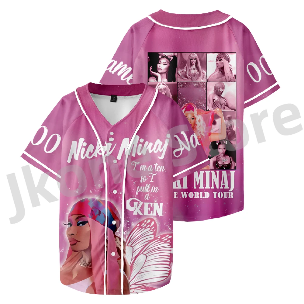 

Nicki Minaj Merch Baseball Jacket Tour Logo Tee Women Men Fashion Casual Short Sleeve T-shirts Top