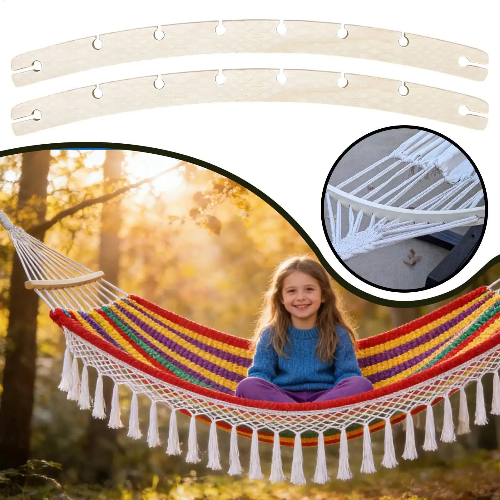 Detachable Hammock Spreader Bar Detachable Arched 2 Pieces Hammock Replacement Crossbars For Outdoor Porch Deck Patio Backyard