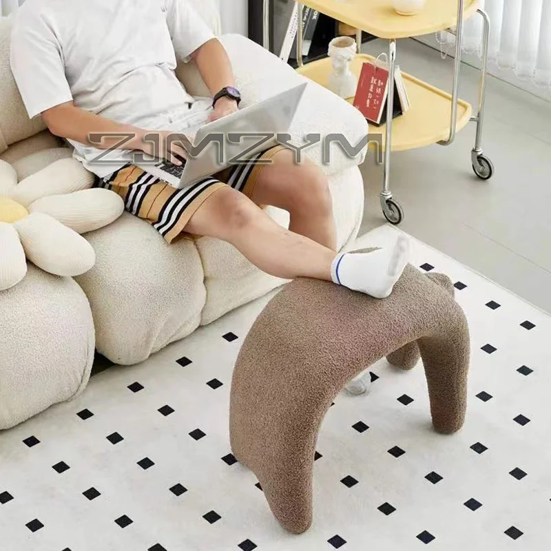 القط البراز عازمة تغيير الأحذية البراز صوف الضأن البراز ماكياج الغرور البراز مدخل البراز غرفة المعيشة أريكة كراسي منخفضة ، العثمانيين #4