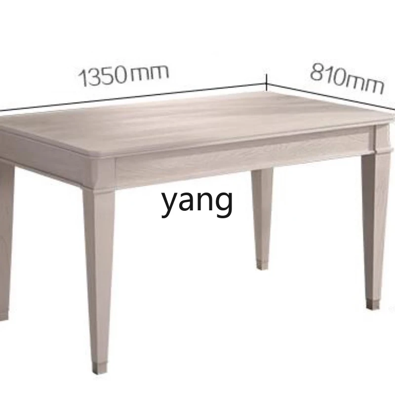 

LMM light luxury light gray red oak solid wood small apartment long dining table 1.5 rice table dining chair combination
