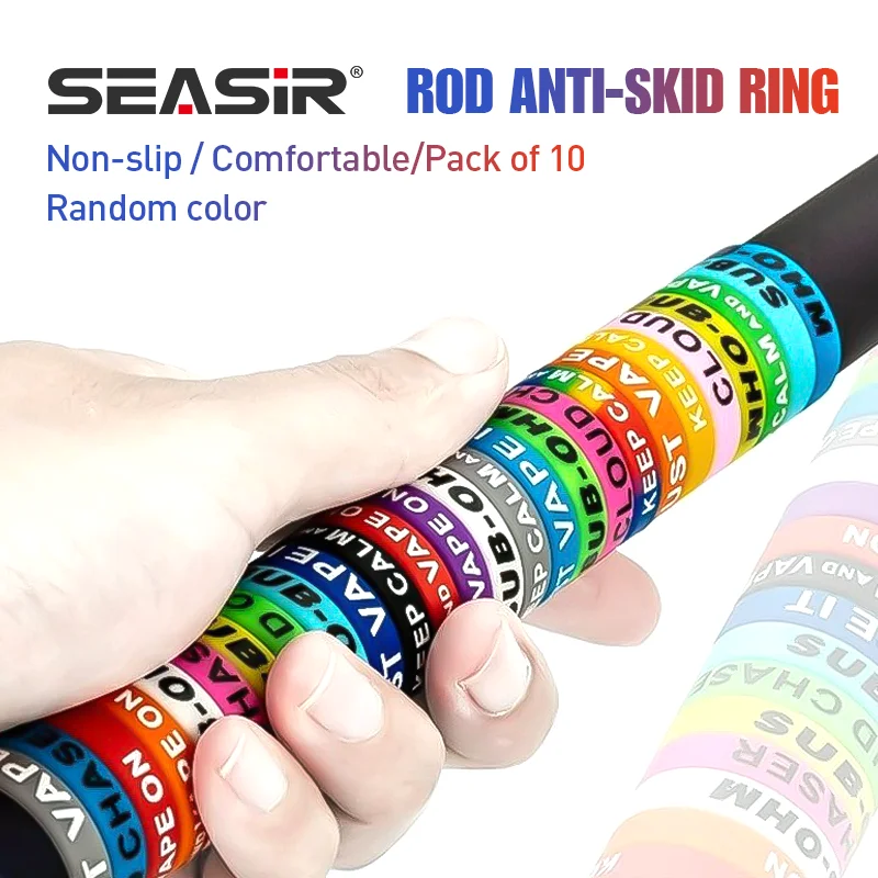 SEASIR 10pcs Fishing Rod Ring Silicone Anti-Skid Ring Colorful O-ring Handle Sleeve Small Accessories Fishing Supplies