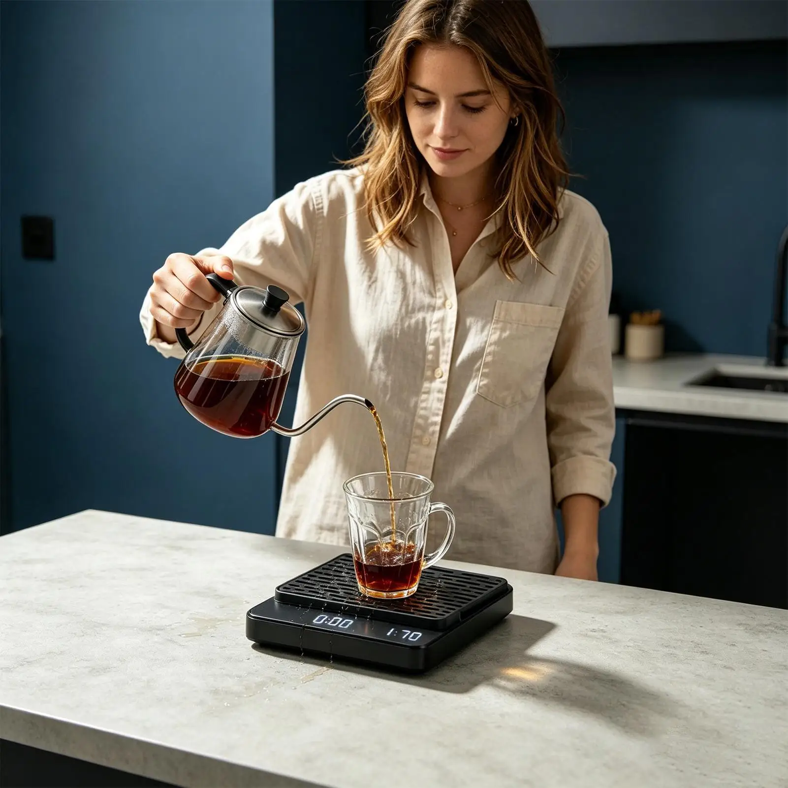 Scale Auto-Draining Tray Digital Espresso Scale Brewing Tool Coffee scale drip tray Self drainage design for Kitchen Home Use view 4