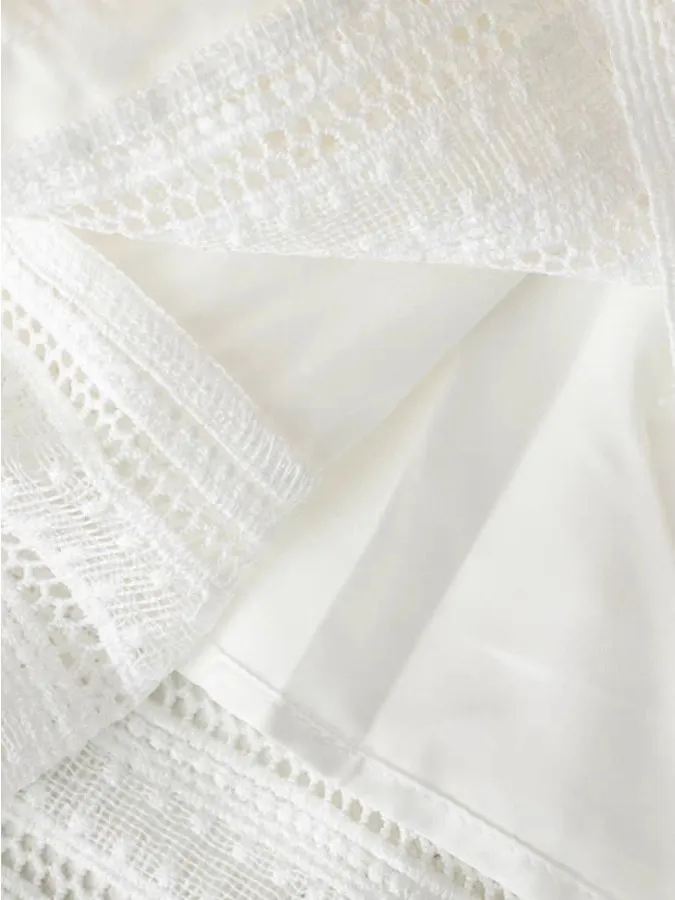 8059 branco saia casual para mulheres primavera verão moda cintura elástica rendas retalhos elegante a linha fino ajuste vestido casual feminino