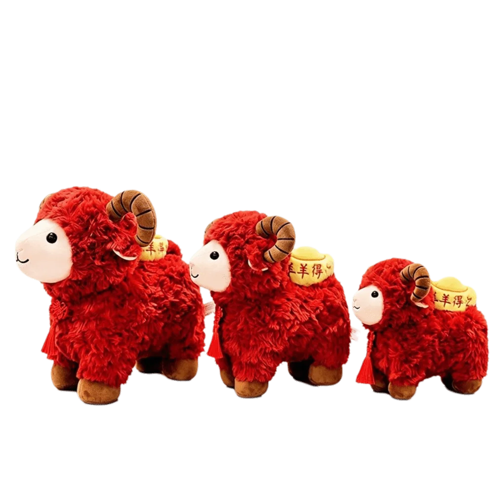 Curly Wool Plush Sheep Toy Cotton Plush Soft Fabric Fluffy Mascot Plush Lucky Design Spring Festival Theme Lamb Stuffed Doll