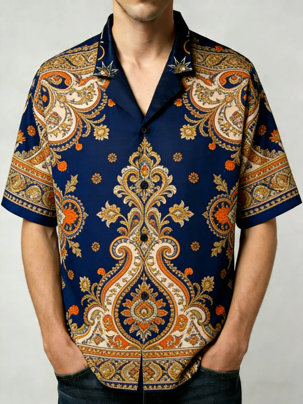 

Men's Designer Shirts Dark Symmetrical Natural HD Pattern Printed Shirts Hawaiian Outdoor Men's Suitable for Various Occasions