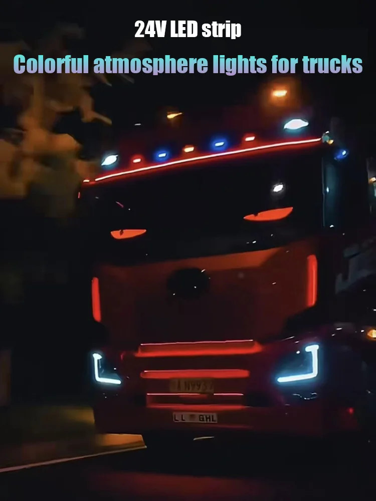 

24V LED strip Colorful atmosphere lights for trucks Waterproof light strip Cold light lamp Truck grille driving lights Sun visor