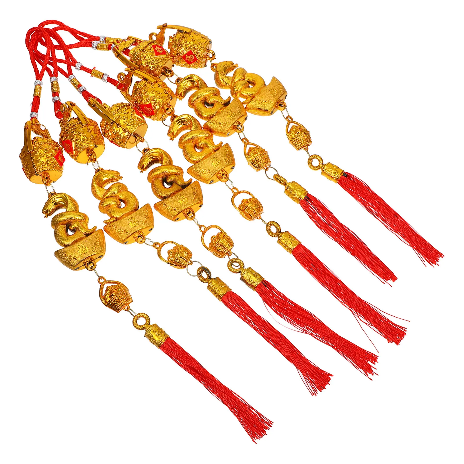 

6pcs Chinese New Year Pendant Bonsai Hanging Decoration Snake Symbol Ornament For Spring Festival Car Door Window Tree Tassel