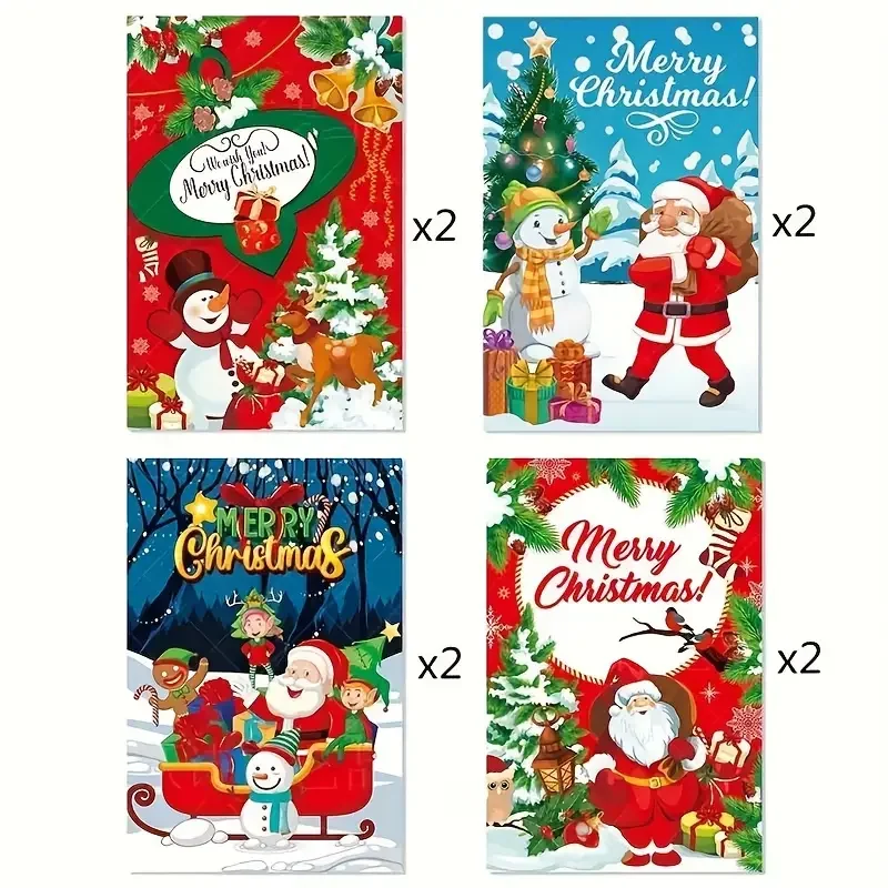 2026 New 8Pcs Merry Christmas Wine Bottle Label Stickers Santa Snowman Elk Xmas Wine Bottle Decor Waterproof Sticker for Holiday Dinner Party Table Decor Christmas Wine Gift Wrapping Supplies
