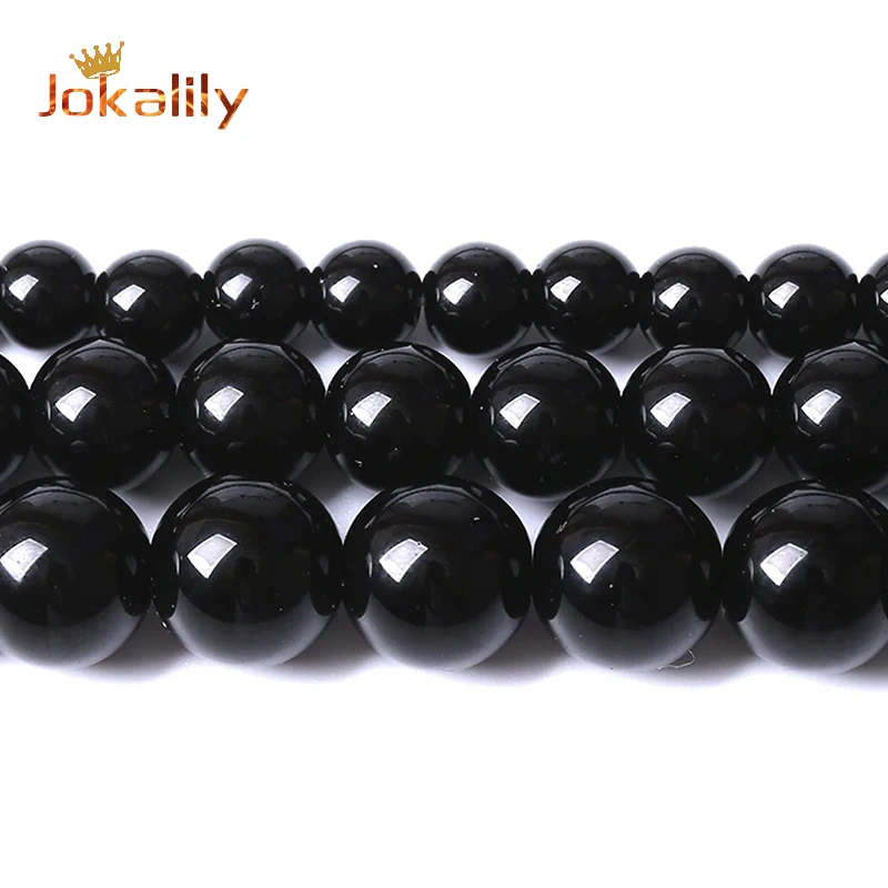 A+ Natural Black Agates Stone Beads For Jewelry Making Round Loose Spacers Beads Diy Bracelets Necklaces 15