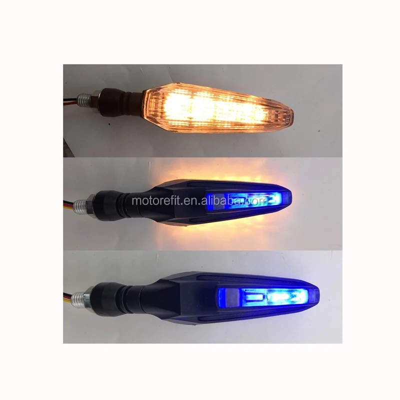 Motorcycle turn signal, front and rear LED turn signal blue waterproof steering + day driving 2 in 1 (2 PCS)