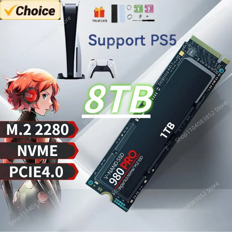 New 980Pro 1TB 2TB 4TB 8TB Hard Disk PCIE Gen 4.0 x 4 NVME SSD M.2 2280 Internal Solid State Drive for Desktop PS4 Laptop PS5 PC