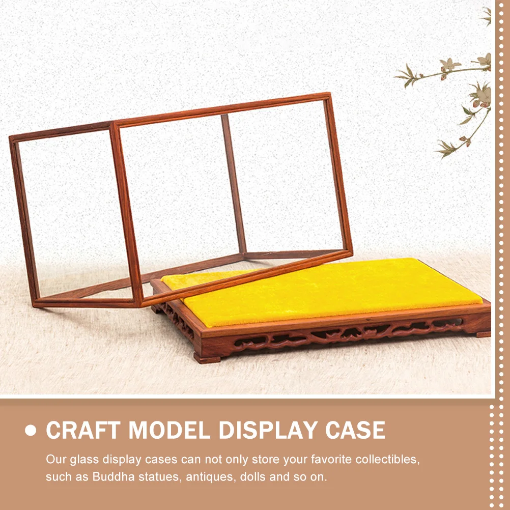 

Glass Display Box Household Craft Display Case Transparent Storage Box Desktop Collectibles Organizer Holder Wooden