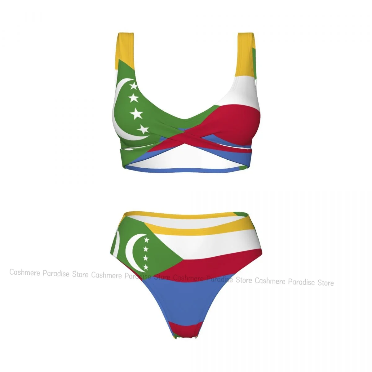 

Comoros Flag Women Bikini Set Swimsuit Push Up Female Swimwear Bathing Suit