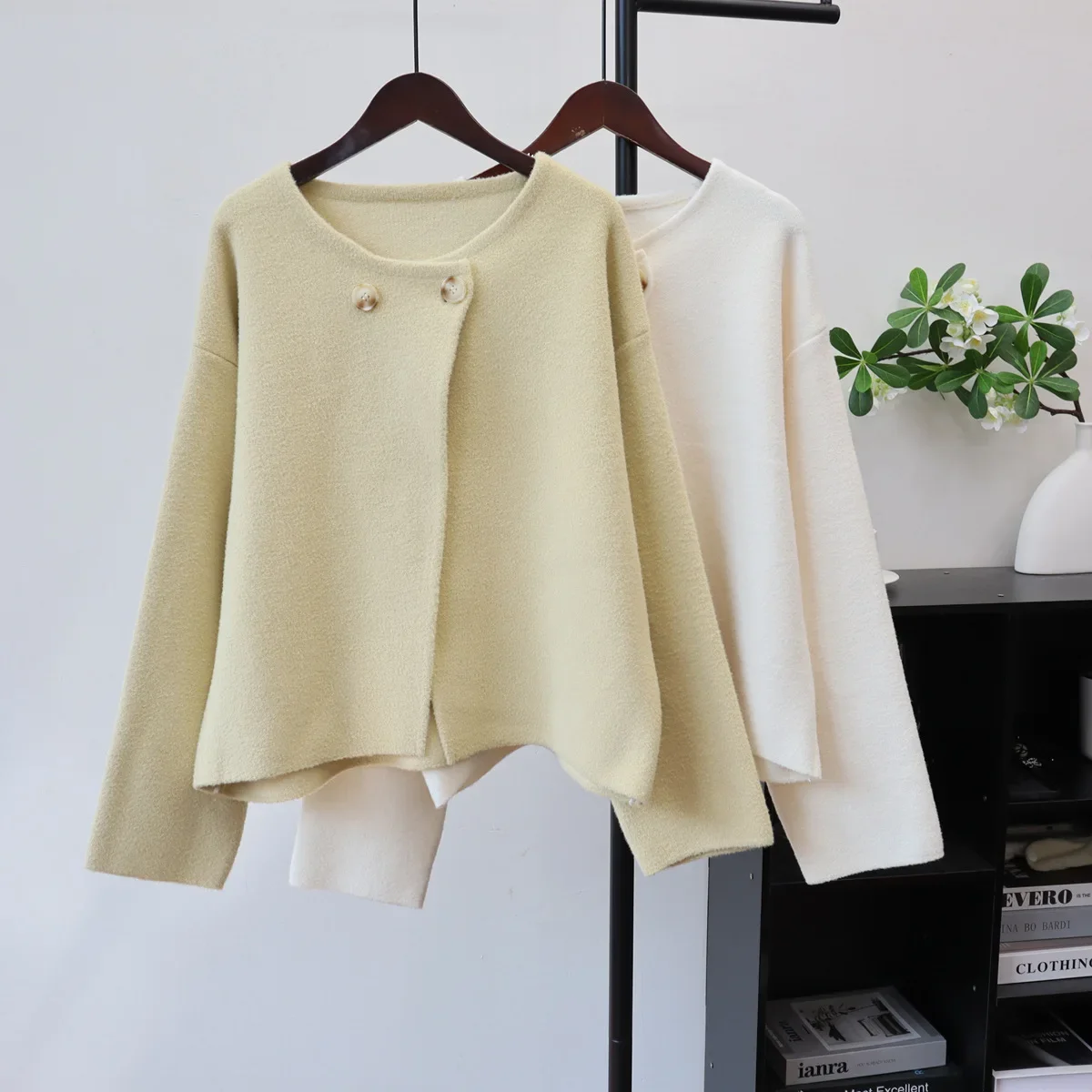 

Women Coat Cardigan Sweaters Coats Jackets Round Neck Solid Jumpers Y2k Streetwear Elegant Knit Open Stith Autumn Winter