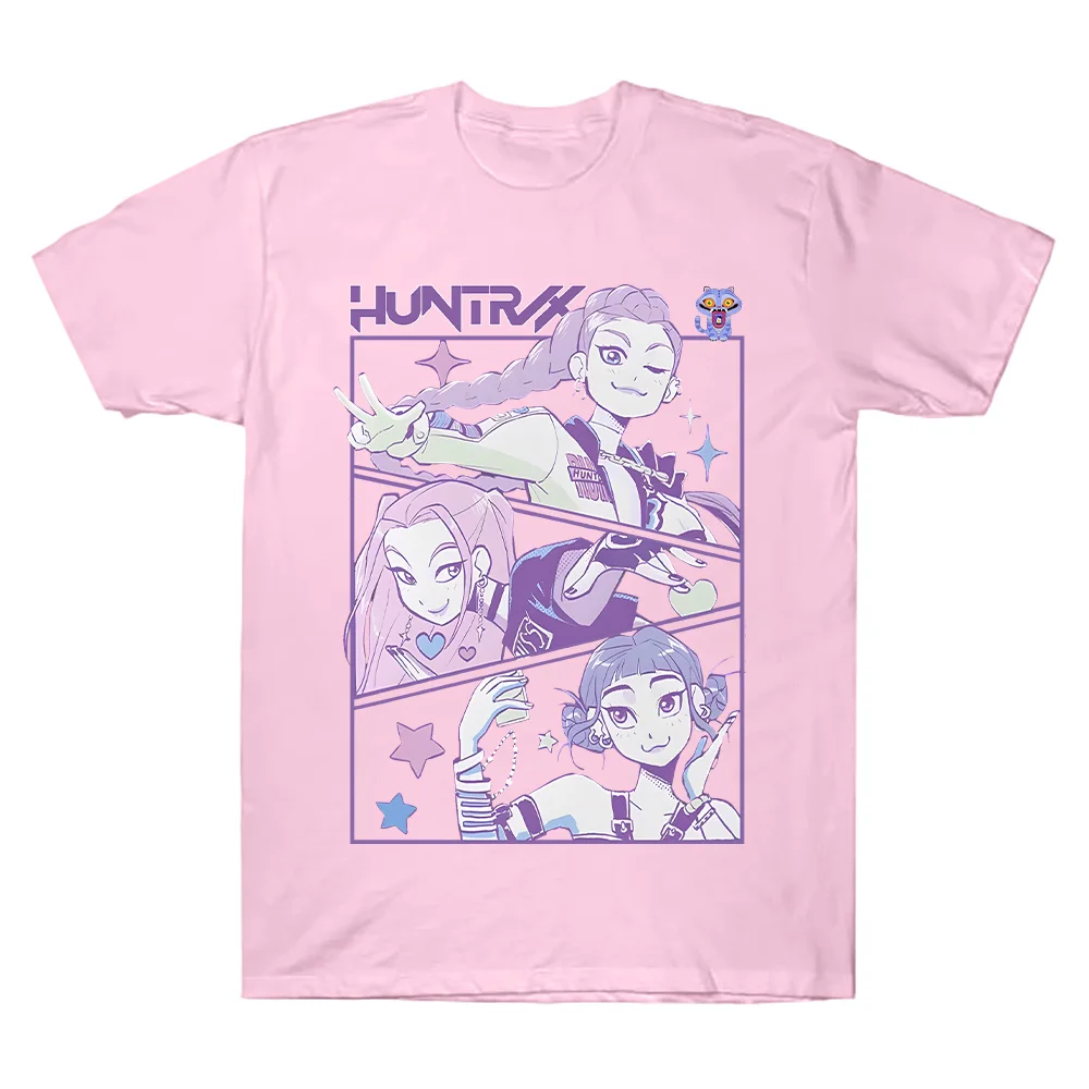 KPop شيطان الصيادين طباعة الجرافيك القطن التي شيرت الصيف Y2K النساء الرجال الملابس الساخن أنيمي الجمالية قصيرة الأكمام مريحة تي شيرت