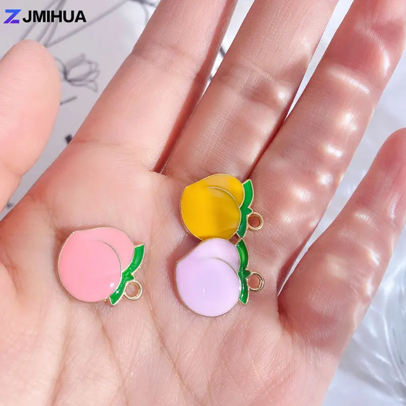 15pcs Enamel Charms Peach Apple Charms Pendants For Jewelry Making Findings Supplies DIY Handmade Earrinsg Bracelets Accessories