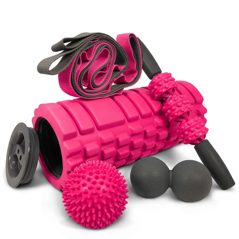 

Hot 5 In1 Yoga Column Massage Stick Peanut Ball Sting Ball Stretch Band Combination Massage Set Plantar Fasciitis Ball