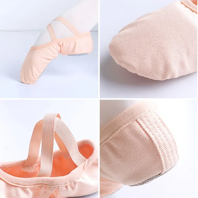 Professional Gymnastics Shoes Soft Three Split Sole Women Girls Classical Dance Shoes Stretch Mesh Splice Ballet Slippers