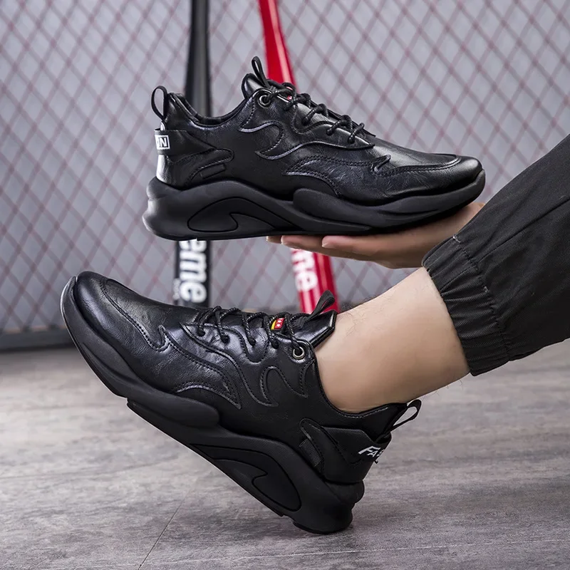 Fashion Men Shoes Breathable Men's Sports Shoes Soft Sole Non-Slip Casual Sneaker Athletic Training Leather Men Shoes