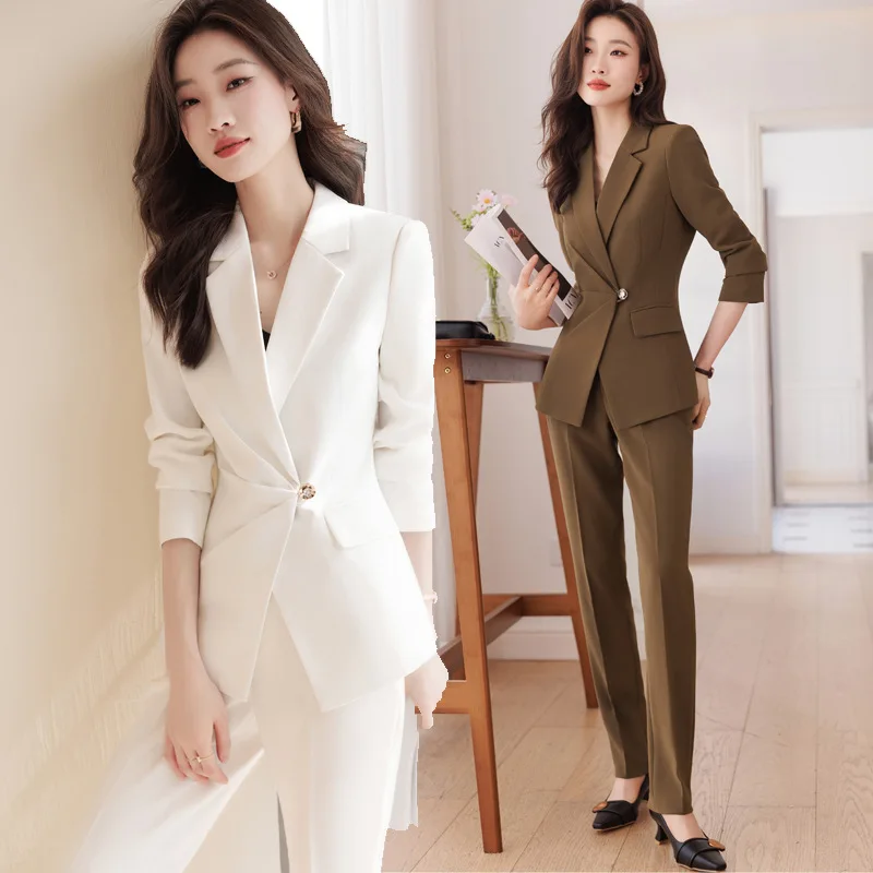 

White Suit Jacket for Women Spring and Autumn Business Wear Dignified Goddess Fan High-End Workplace Fashion High-Grade Suit