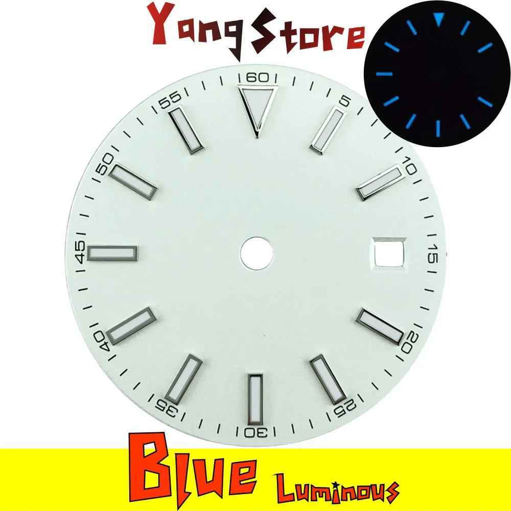 Milgauss style 29mm sterile watch dial 5 minutes with date fits ETA2824 Miyota8215 movement dial blue luminous