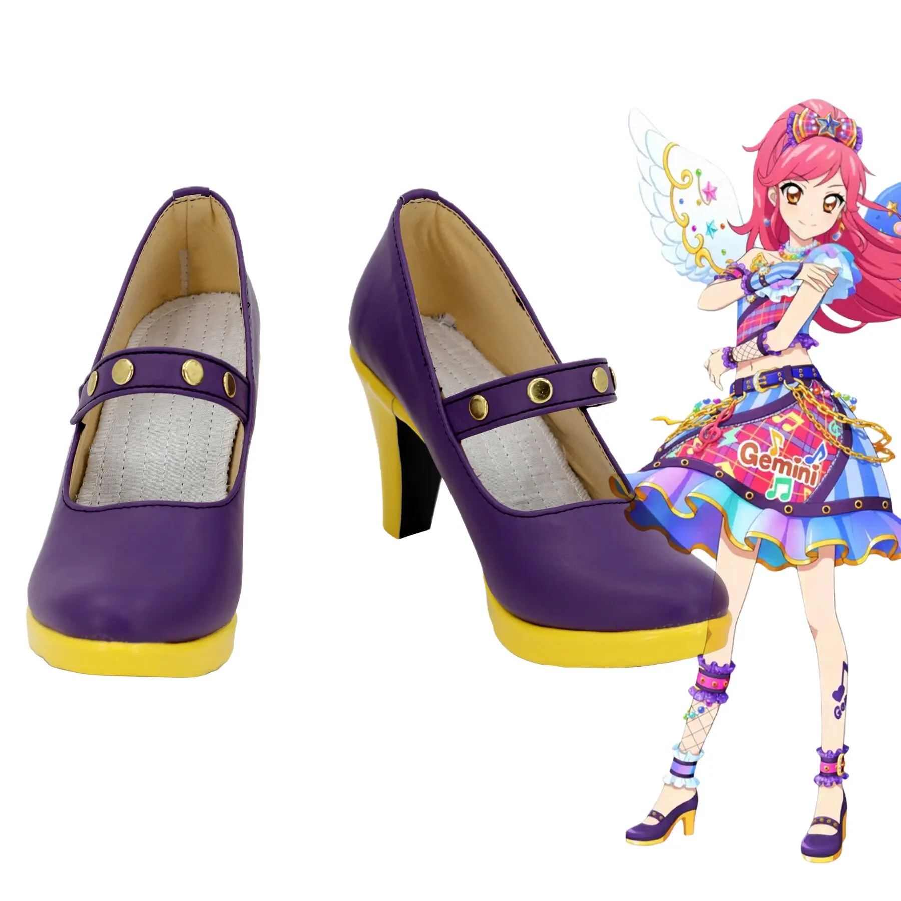 

Костюм для косплея Aikatsu Otoshiro Seira, обувь ручной работы из искусственной кожи, фиолетовые туфли на высоком каблуке