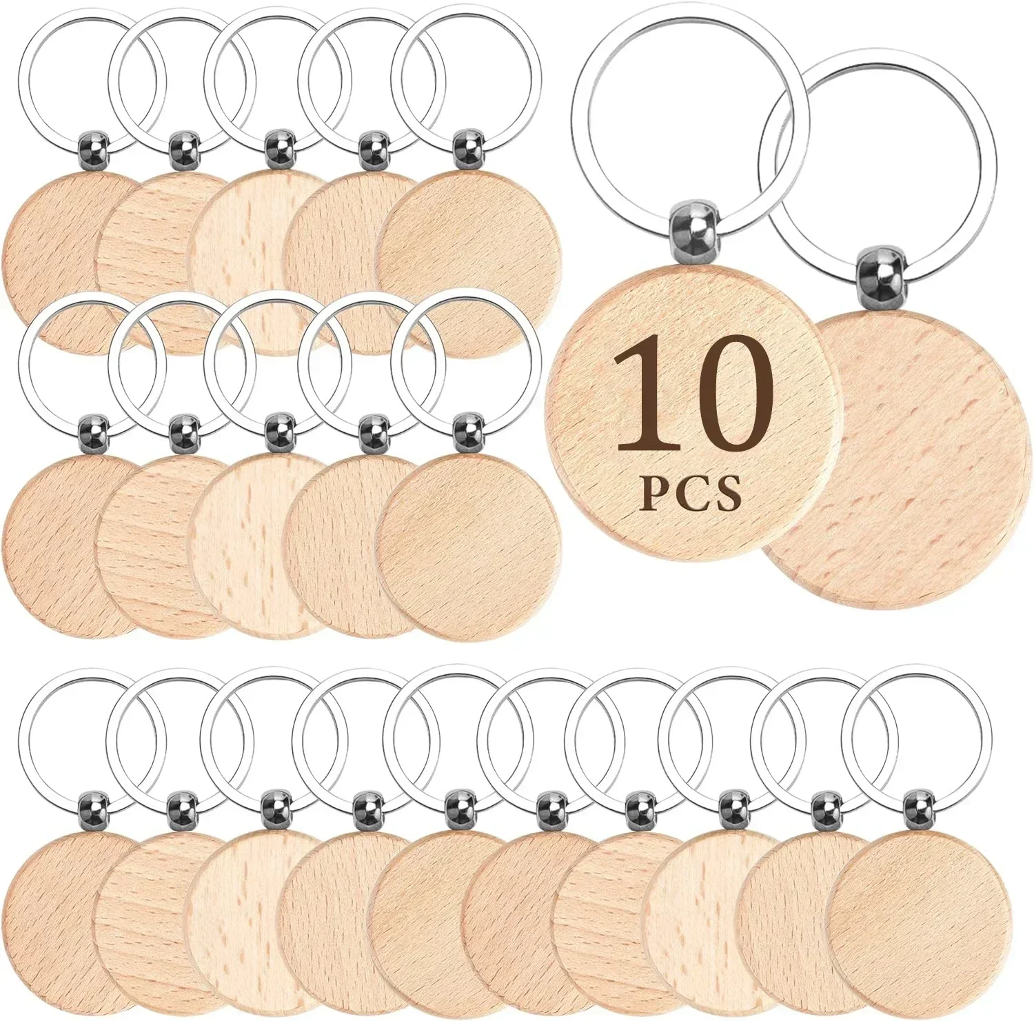 

10pcs Unfinished Natural Wood Slices-Wooden Keychain Blanks Unfinished Wood Circles Heart-shaped Crafts Gift for DIY Gift Crafts