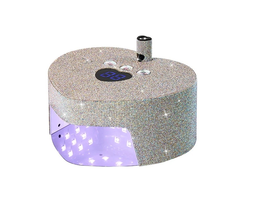 

New Arrival Manicure Set 86W X70 Heart Shape Rechargeable Cordless Diamond UV LED Nail Lamp Plus One Mini Handheld Lamp as Gift