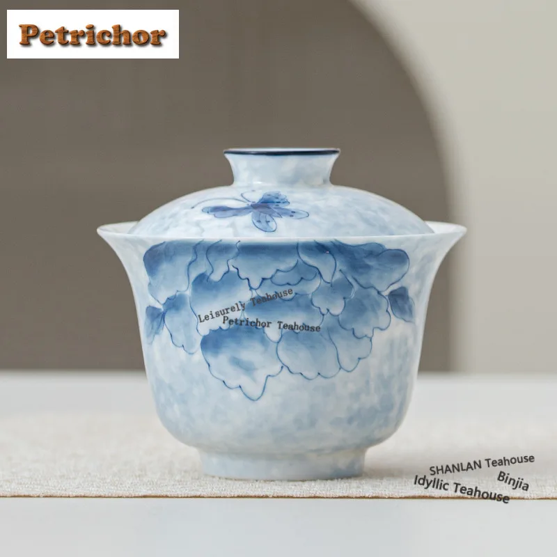 

150ml Hand-painted Butterfly Flower Gaiwan Creative Tea Tureen Tea Bowl with Lid Kit Tea Maker Cover Bowl Tea Ceremony supplies