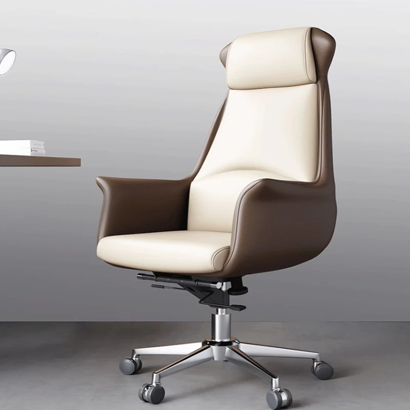 Leather Study Office Chair Swivel Reception Luxury Mobile Computer Bedroom Office Chair Armrest Silla Oficinas Office Furniture