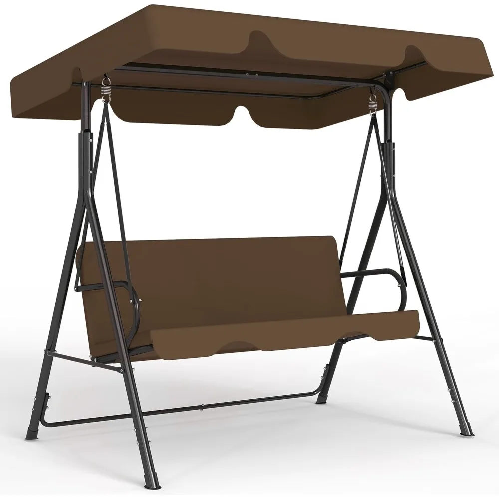 

Outdoor Patio Swing Chair with Adjustable Canopy, Outdoor Patio Glider Swing with Heavy Duty Stand for 3 Adult Persons,