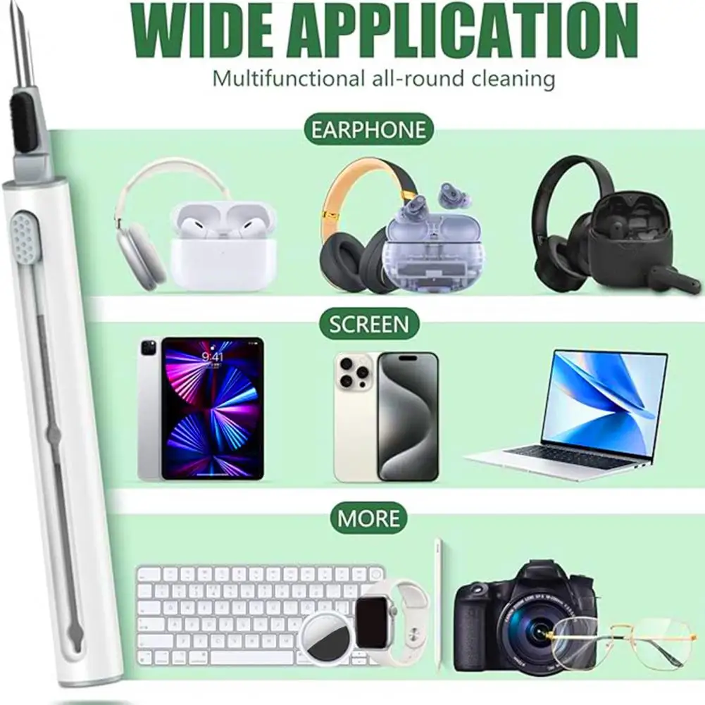 Herramienta multifunción portátil para auriculares, bolígrafo con punta de Metal, esponja flocada, cepillo de eliminación de polvo, Ideal para auriculares y ordenador