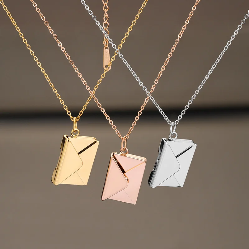 Love Letter Pendants Stainless Steel Couple's Best Friend Necklaces Personalized Loveyou Envelope Engraved Jewelry Accessories