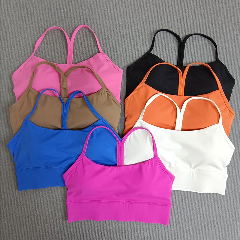 الجوارب سترة اليوغا بلون الرياضة الصدرية Y شكل المرأة حمالة صدر رياضية عالية القوة للصدمات رياضة سترة رياضية مع وسادة الصدر