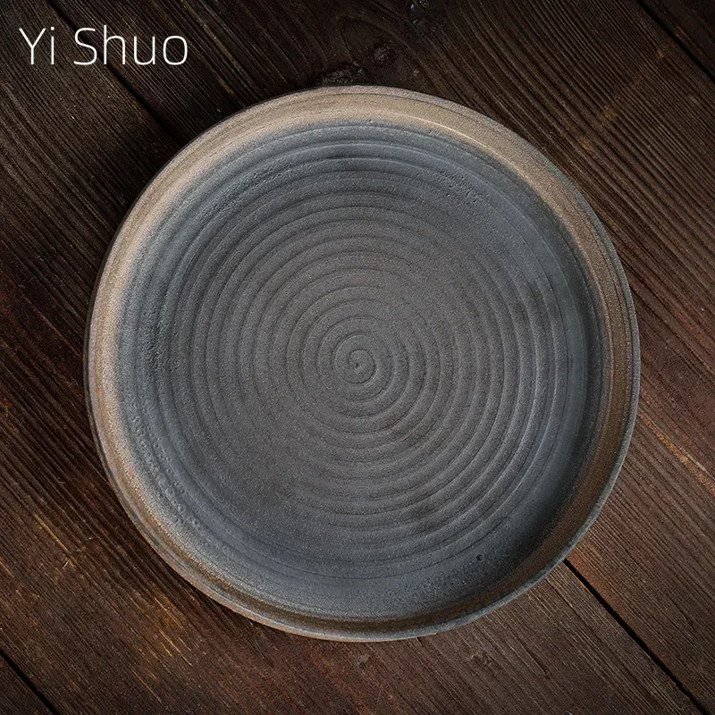 

Stoneware Tray Retro Water Dry-Bulb Disk Pot Bearing Pot of Tea Saucer Ceramic Queen Yuan Cha Pan TeaTable TeaCeremony Porcelain