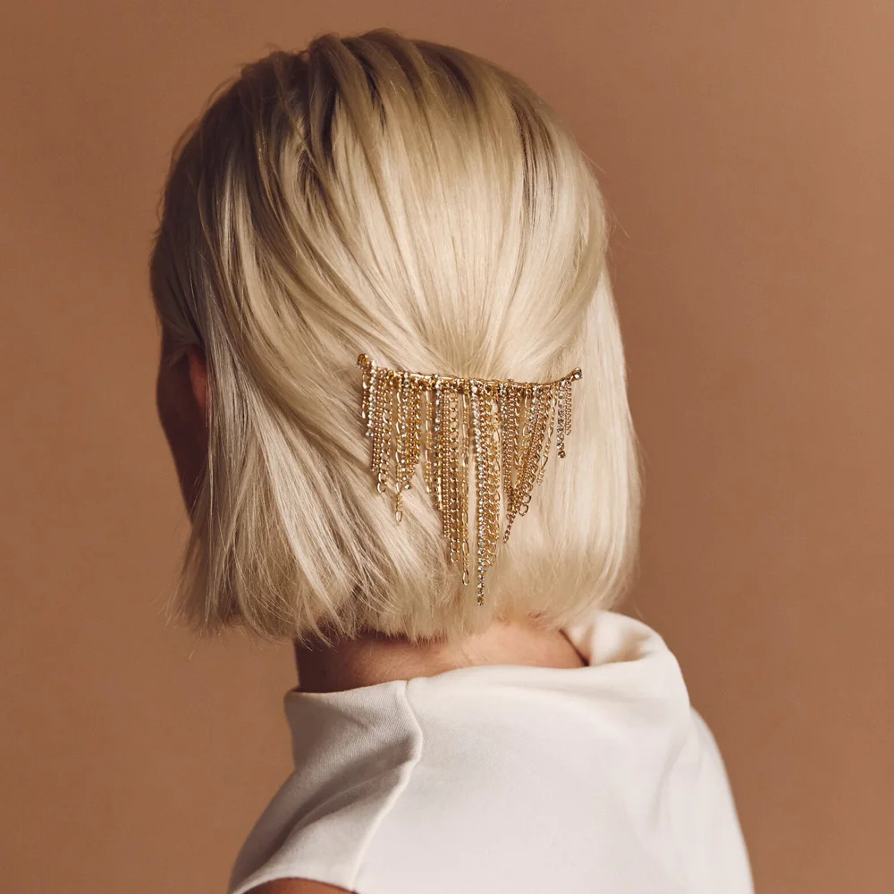 

Модные нестандартные заколки для волос Stonefans с кисточками и цепочкой, ювелирные изделия для женщин, новинка 2024, Шпилька для невесты, свадебные аксессуары для волос, подарок