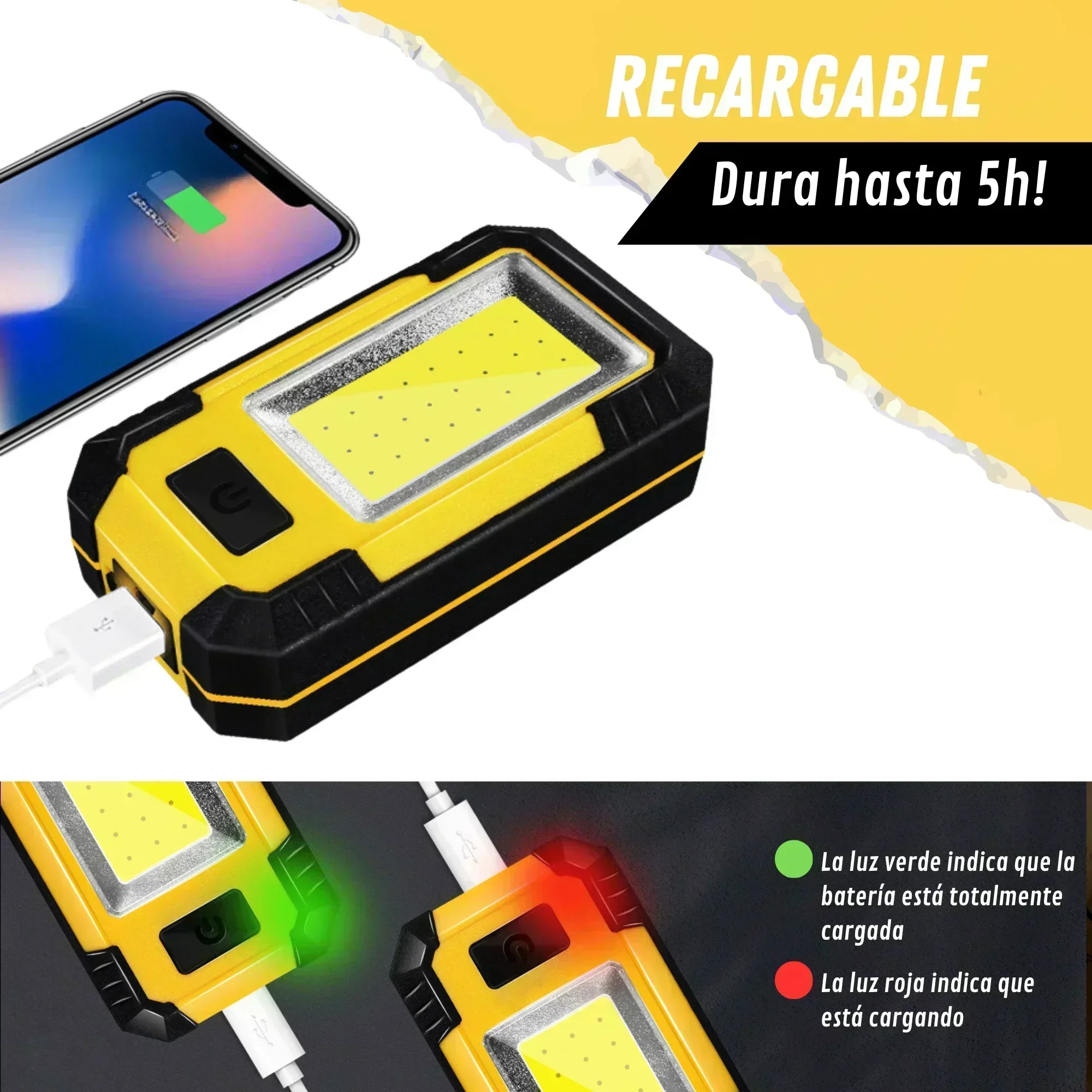 4000MaH Rechargeable Work Light 30W Super Bright COB Flashlight With Magnetic Portable Outdoor Power Bank Camping Emergency Lamp