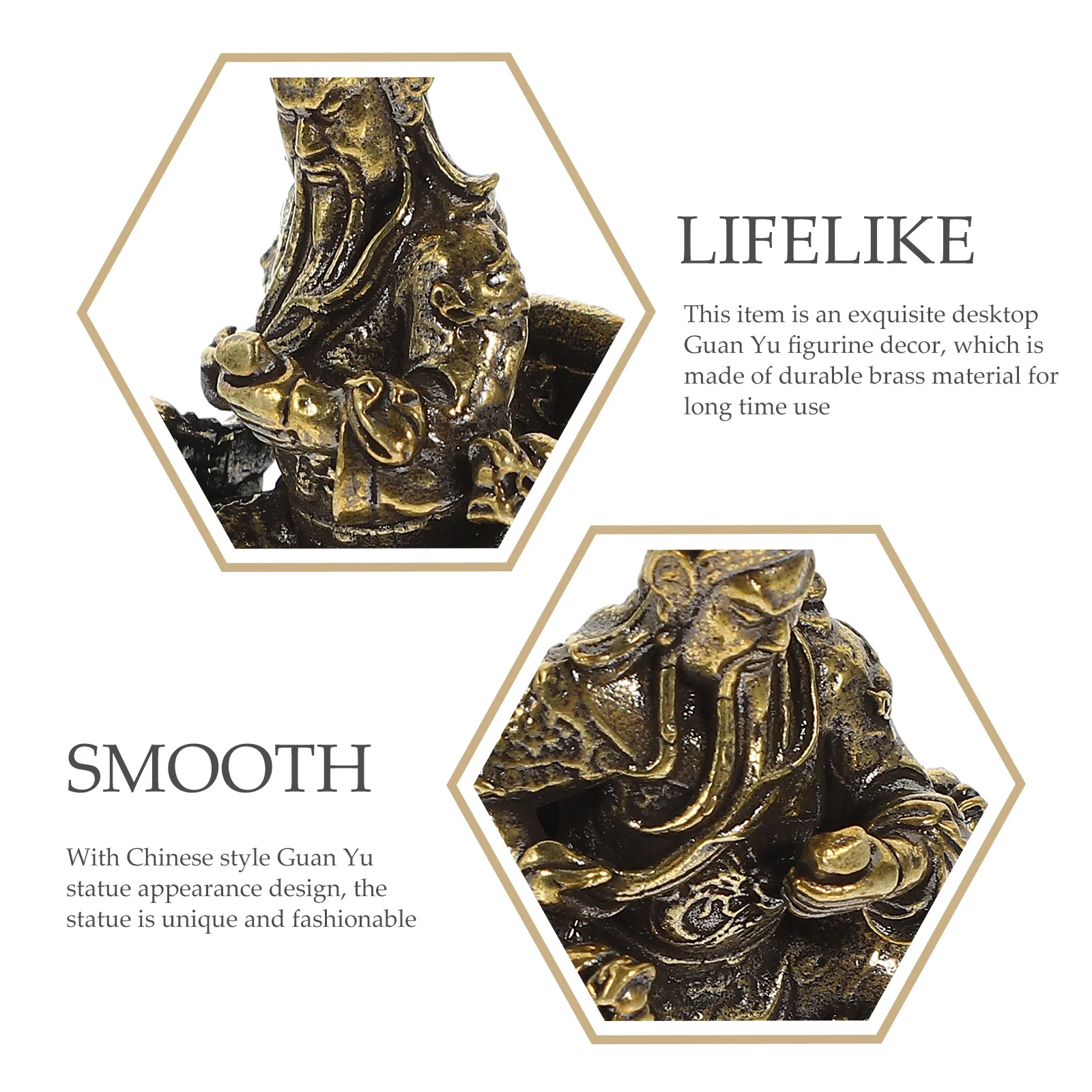 

Brass Guan Statue Desktop Brass Sculpture Delicate Chinese Style Home Office Indoor Decor Gift Guan Decor