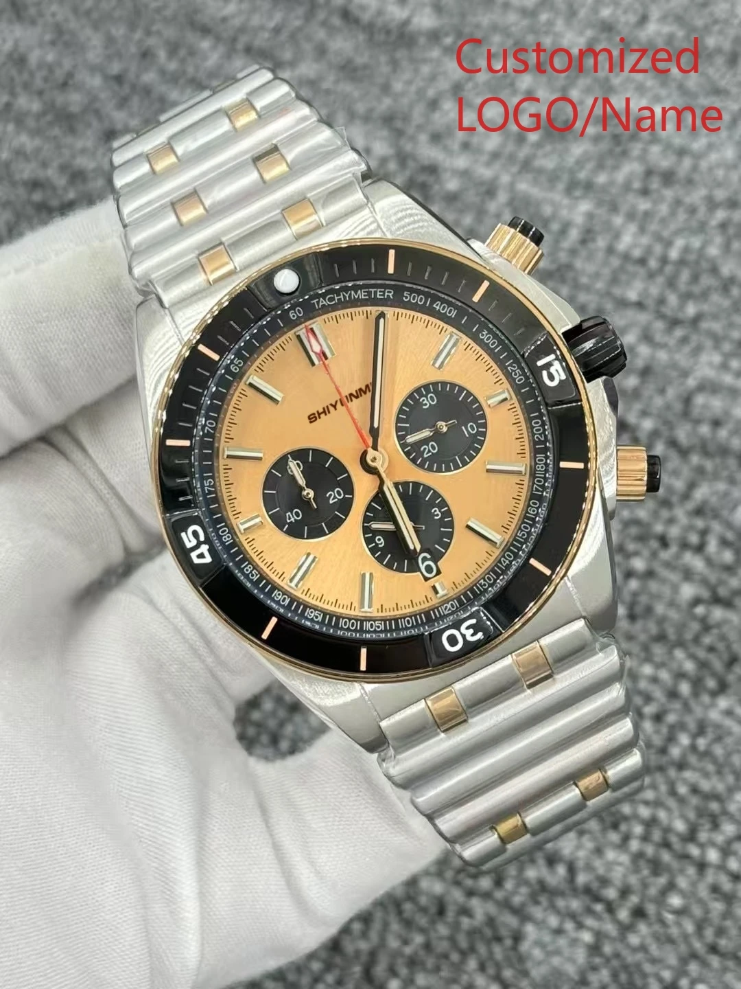 46MM Unisex Sports Watch World Time 904L Stainless Steel All Hands Fully Functional