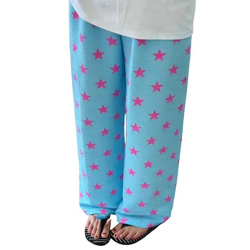 Anime Star Print Loose Pants for Women Casual Elastic Homewear Halloween Cosplay Trousers Blue Pink Yellow Pajama Pants