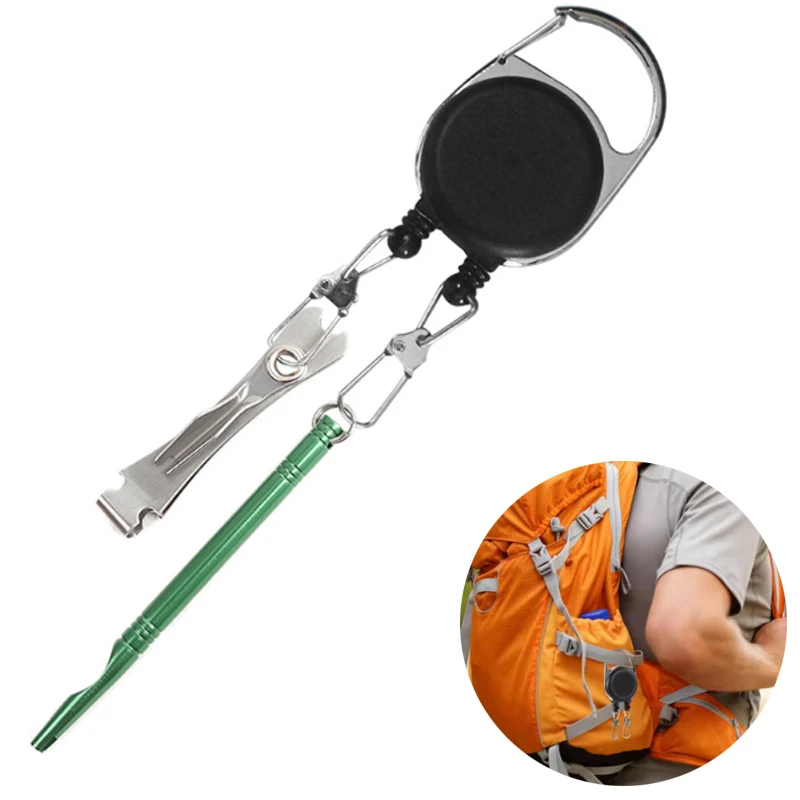 

Outdoor Sports Hiking Double Head Easy To Pull Buckle ID Card Work Permit Hanging Buckle Hanging Rope Badge Telescopic Clip