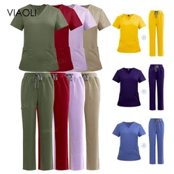 Uniforme infermiera donna Scrub dentale sala operatoria uniforme chirurgica tuta Scrub multicolore di alta qualità Set di abbigliamento da lavoro clinico medico