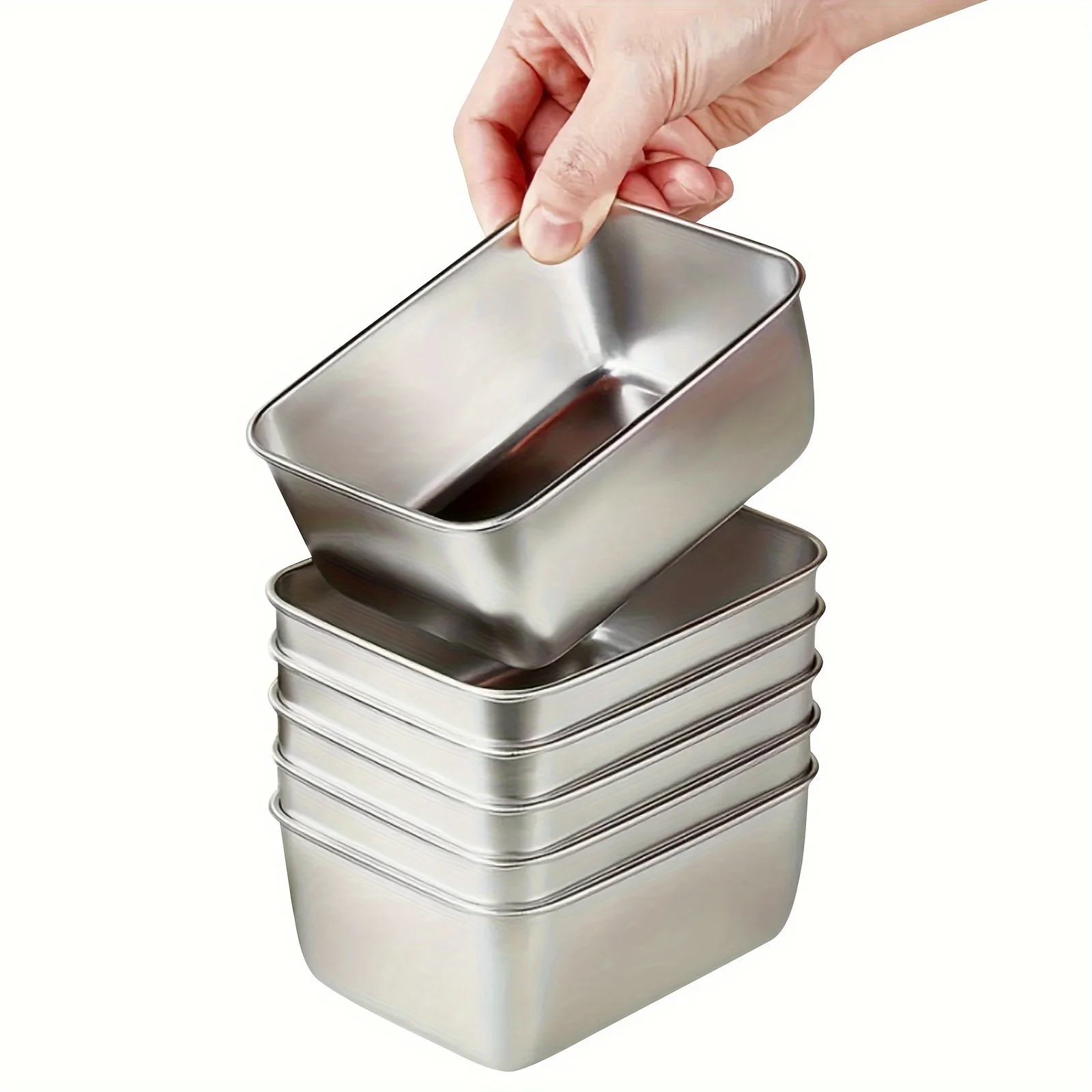 Juego de 6 recipientes de acero inoxidable para almacenar alimentos con tapas - Herméticos, apilables y reutilizables para camping, picnics, escuela