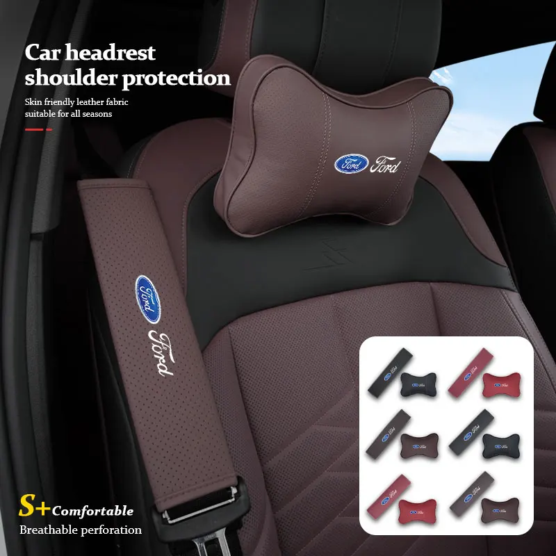 Para Ford: 1 Conjunto de Almofadas para Encosto de Cabeça de Carro com Capa para Protetor de Ombro de Cinto de Segurança - Escort, KA, Flex, Everest, KA, Expedition, Falcon, Fusion